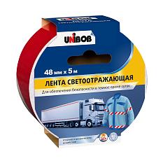 Лента разметочная светоотражающая Unibob 48мм/5м красно-белая 214946 /24/