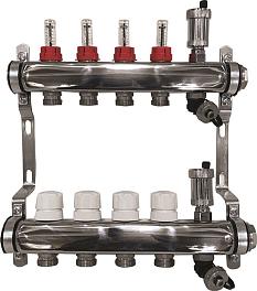 Коллекторная группа с расходомерами сливным краном и автомат возд-ком 1"х4х3/4"