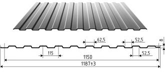 Профлист 0,45 оцинкованный С8 1200*2000