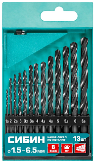 Набор сверл по металлу 13шт (1,5-6,5мм) 29610-Н13