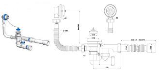 Сифон/обвязка для ванны Е-255 регулируемая с гофрой /30982420