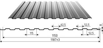 Профлист 0,4 оцинкованный С8 1200*1500