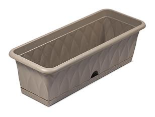 Ящик для растений Сиена 58см с поддоном серый /С173-03-СЕР/