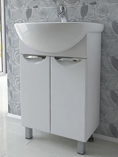 Тумба с умывальником Галлао (Джика) белая хром ножки 60,5*83*45,5