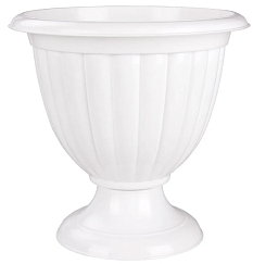 Вазон пластик Жасмин 18л на низкой ножке белый /М1393/