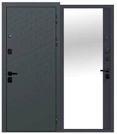 Дверной блок метал 9 Концепт-1 205*86 1,4мм левая сатин графит зеркало 2 замка 
