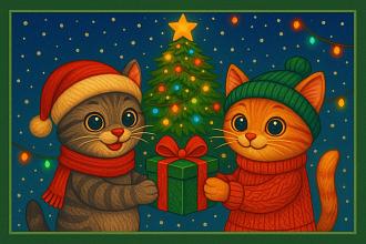 Ковер 0,4*0,6 638РА-42 Два кота с подарком