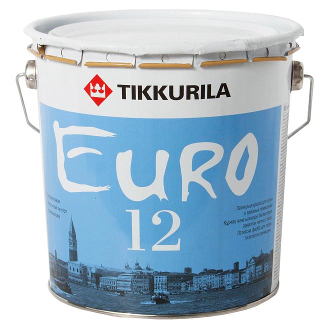 Краска в/д моющаяся 2,7л Евро-12/ EURO TREND Тиккурила белая матовая