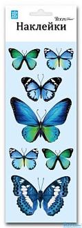 Наклейки для декора 7502 мини перламутр сине-зеленые бабочки 