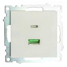 Stekker Катрин белая розетка 2сп зарядное устройство usb + type C GLS10-7116-01 50051