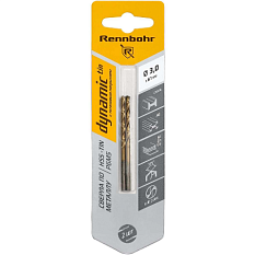 Сверло по металлу р6м5 /hss tin Титан&nbsp;&nbsp;3,0*61мм (2шт в блист) 