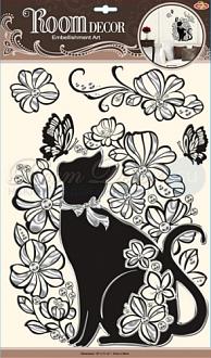 Наклейки для декора 5855 кошечка в цветах