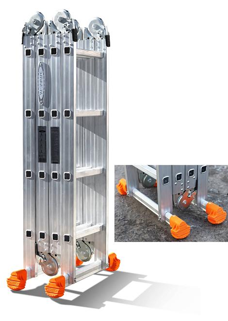 Лестница алюминиевая трансформер Классик 4 секции 4 ступени высота 5,45м