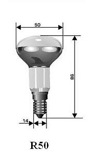 Лампа зеркальная для точечного светильника R-50 E-14 60Вт/10/