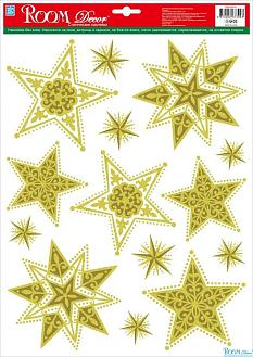 Наклейки для декора НГ 1837 А золотые звезды №1