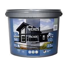 Краска в/д фасадная 9л Veres Facade база А для деревянных и прочих фасадов для внутренних и наружных работ