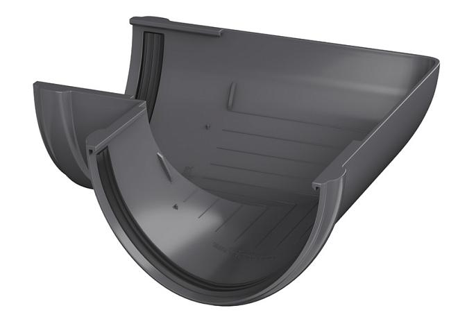 Угол желоба ПВХ d125/82 90градусов серый Технониколь