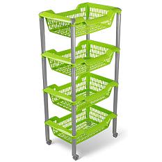 Этажерка пластиковая джета 4 корзины 44*30,4*88 на колесиках/С736/4/