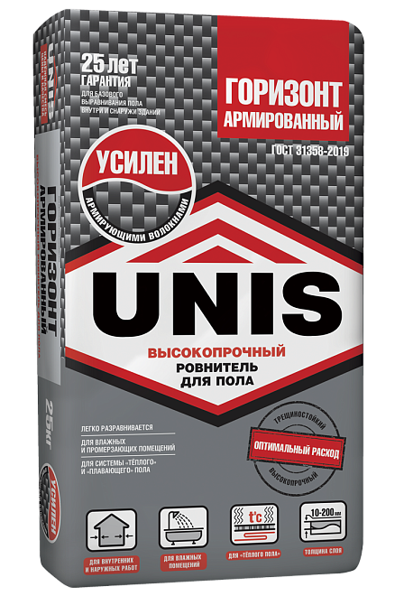 Армированная стяжка для пола Юнис-Горизонт 25кг основа /48/