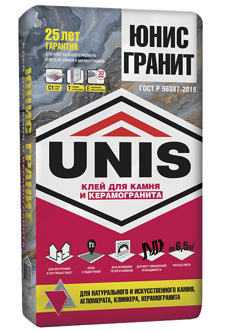 Клей для керамической плитки Юнис Гранит 25кг /48/