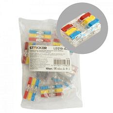 Клеммник зажим компактный Stekker 219-423 на 3 контакта 0,2-4мм2 /1уп=10шт/ 49785