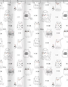 Штора для ванной комнаты полиэстер 1,8*1,8м FOR-PH-CATS