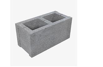 Блок стеновой пескоцементный двух пустотный М100 390*190*188/75/