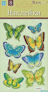 Наклейки для декора 05010 мини бабочки изумрудные