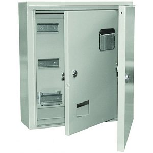 Щит металл ЩУ 3/1-1-6 IP66 2 двери с окном для 3-ф счетчика+6мод 445х400х150 SQ0905-0097 — фото в Интердекор