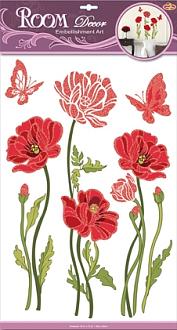 Наклейки для декора 9307 красные маки