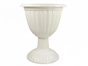 Вазон пластик Жасмин 18л на высокой ножке белый /М1392/