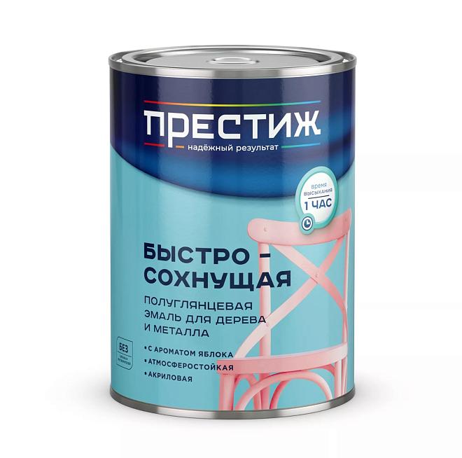 Эмаль акриловая белая полуглянцевая 0,9кг Престиж /6/
