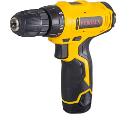 Аккумуляторная дрель Eurolux 12В ДА-12/1Li акк 1,5А/час 600об/мин 25Нм 10мм 1,3кг КОРОБКА