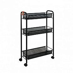 Этажерка метал Ладья 3 корзины 44*17*75,5 на колесах серый/черный Э321 209737/209738