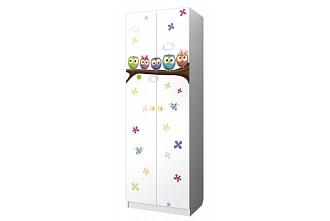 Мебель для детской Смарти шкаф 2-х створчатый 700*450*2030 лдсп белый/фп совы