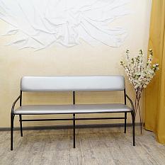 Мебель банкетка-скамья со спинкой 1500*540мм сер мет с каркасом черн глянц
