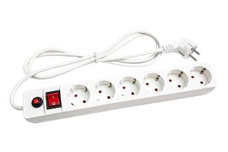 Фильтр сетевой с заземлением евро 6 гнезд 3м ПВС с выключателем 967U-3003 50096