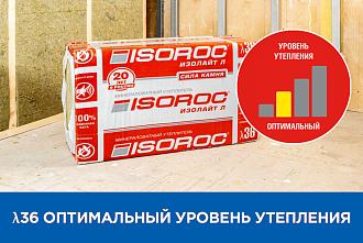 Утеплитель базальтовый Изолайт-Л 1000*600*100мм/4 плит/2,4м2/0,24м3/40кг/м3