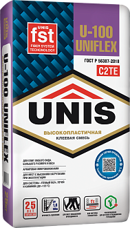 Клей для керамической плитки Юнис Uniflex U-100 эластичный 5кг /144/