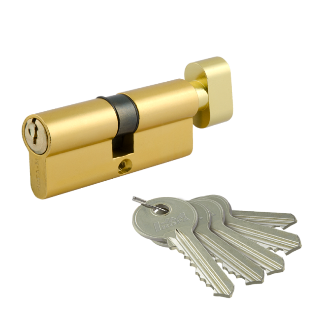 Личинка для замков ZЛВ-70мм ЭКО 35*35 золото ключ-вертушка 5 ключей